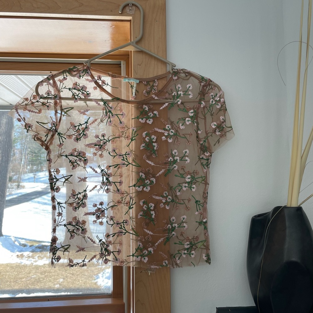 Embroidered sheer shirt